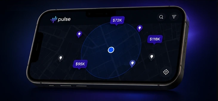 Pulse map monitoring nearby market activity