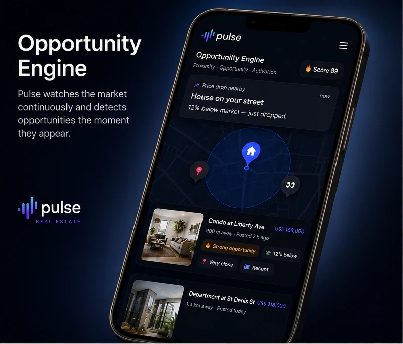 Pulse interface showing a meaningful nearby opportunity