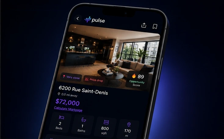 Pulse property details with actions to view, contact, schedule, and explore